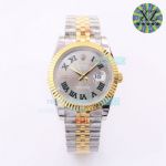 Replica Rolex Datejust II 2-Tone Yellow Gold Strap Grey Face Fluted  Bezel Watch 41mm